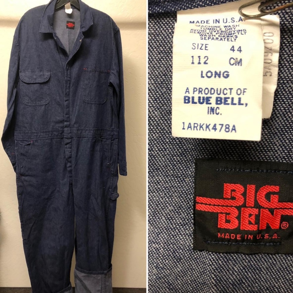 70s-80'S Big Ben denim coveralls, made in USA, men's size L equivalent, vintage. cotton blue type Vintage Second Hand main image 1